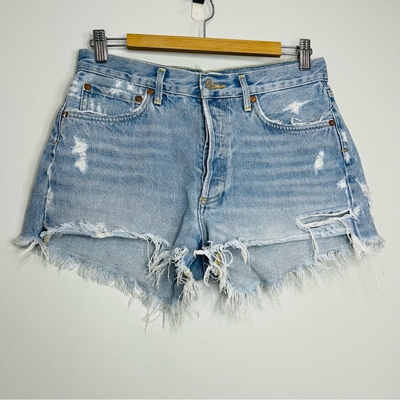 AGOLDE Parker Vintage Cut Off Short in swapmeet Light Blue Jean Shorts size 27 - Picture 3 of 9
